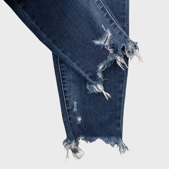 Judy Blue Mid-Rise Destroyed Slim Fit Jeans Women's Size 27 Distressed Raw-Hem - Picture 7 of 11